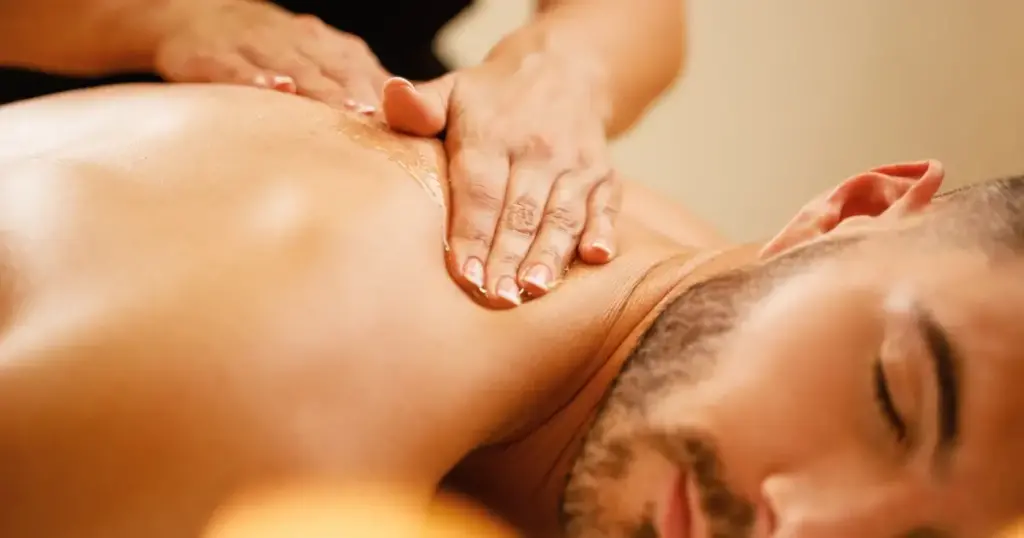 Man enjoying Thai back massage at Mai Thai Massage Toronto
